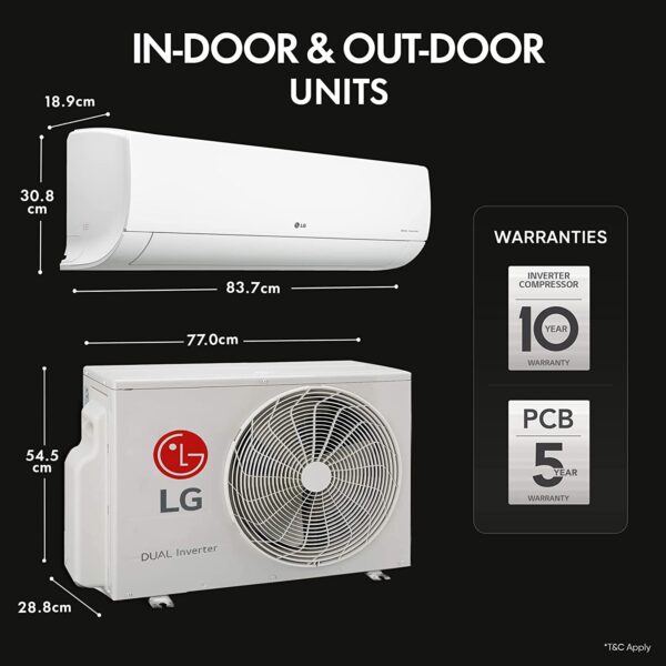 LG 0.8 Ton 3 Star AI DUAL Inverter Split AC (Copper, Super Convertible 6-in-1 Cooling, HD Filter with Anti Virus protection, 2023 Model, RS-Q10ENXE, White) - Image 4